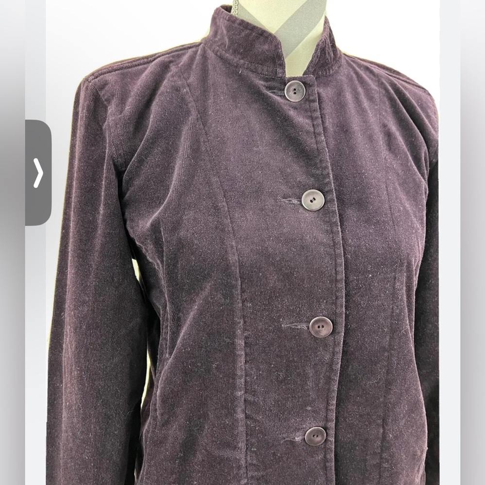 EILEEN FISHER Women’s Jacket S Velveteen Cotton Button Up Long‎ Sleeve Cassis